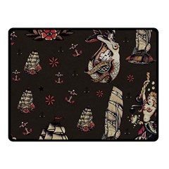 Vintage Tattoos Nautical Two Sides Fleece Blanket (small) by Vaneshop