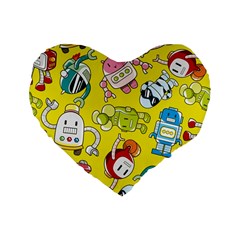 Robot Pattern Lego Standard 16  Premium Heart Shape Cushions by Cowasu