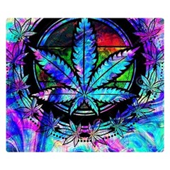 Cannabis Psychedelic Two Sides Premium Plush Fleece Blanket (small) by Cowasu