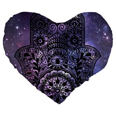 Hamsa Hand Large 19  Premium Flano Heart Shape Cushions by Bangk1t
