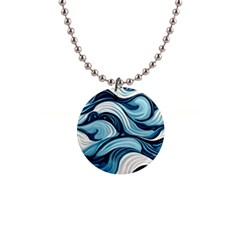 Pattern Ocean Waves Arctic Ocean Blue Nature Sea 1  Button Necklace by Ndabl3x
