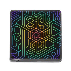 Circuit Hexagonal Geometric Pattern Background Pattern Memory Card Reader (square 5 Slot) by Ndabl3x