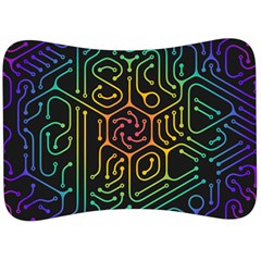 Circuit Hexagonal Geometric Pattern Background Pattern Velour Seat Head Rest Cushion by Ndabl3x