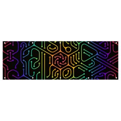 Circuit Hexagonal Geometric Pattern Background Pattern Banner And Sign 12  X 4  by Ndabl3x