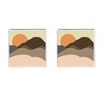 Boho Bohemian Hills Nature Drawing Cufflinks (Square) Front(Pair)