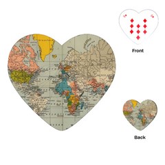 Vintage World Map Playing Cards Single Design (heart) by Cowasu