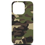 Texture Military Camouflage Repeats Seamless Army Green Hunting iPhone 14 Pro Black UV Print Case Front