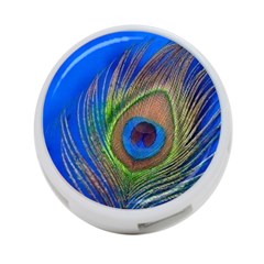 Blue Peacock Feather 4-port Usb Hub (one Side) by Amaryn4rt