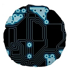 A Completely Seamless Background Design Circuitry Large 18  Premium Round Cushions by Amaryn4rt