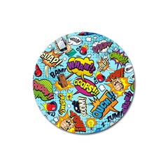 Comic Elements Colorful Seamless Pattern Magnet 3  (round) by Amaryn4rt