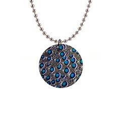 Peacock Pattern Close Up Plumage 1  Button Necklace by Celenk