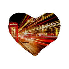 Telephone Box London Night Standard 16  Premium Heart Shape Cushions by Uceng
