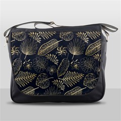 Elegant-pattern-with-golden-tropical-leaves Messenger Bag by uniart180623
