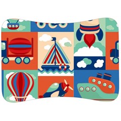 Toy-transport-cartoon-seamless-pattern-with-airplane-aerostat-sail-yacht-vector-illustration Velour Seat Head Rest Cushion by uniart180623