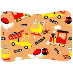 Seamless-pattern-cartoon-with-transportation-vehicles Velour Seat Head Rest Cushion by uniart180623