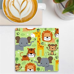 Seamless-pattern-vector-with-animals-wildlife-cartoon Uv Print Square Tile Coaster  by uniart180623