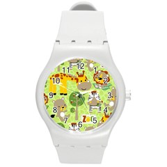 Funny-animals-cartoon Round Plastic Sport Watch (m) by uniart180623