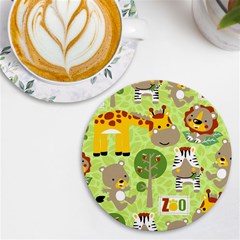 Funny-animals-cartoon Uv Print Round Tile Coaster by uniart180623