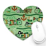 Seamless-pattern-fishes-pirates-cartoon Heart Mousepad Front