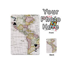 Vintage Map Of The Americas Playing Cards 54 Designs (mini) by uniart180623