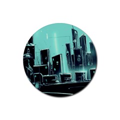 Buildings City Urban Destruction Background Rubber Coaster (round) by uniart180623