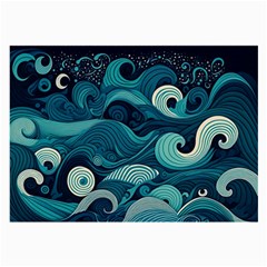 Waves Ocean Sea Abstract Whimsical Abstract Art Large Glasses Cloth (2 Sides) by uniart180623