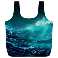 Tsunami Waves Ocean Sea Nautical Nature Water Full Print Recycle Bag (xxl) by uniart180623