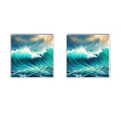 Waves Ocean Sea Tsunami Nautical Painting Cufflinks (square) by uniart180623