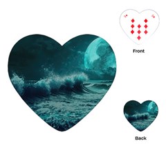 Waves Ocean Sea Tsunami Nautical Blue Sea Art Playing Cards Single Design (heart) by uniart180623