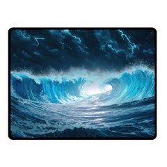 Thunderstorm Storm Tsunami Waves Ocean Sea Two Sides Fleece Blanket (small) by uniart180623