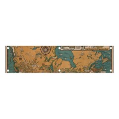 World Map Travel Pattern Architecture Banner And Sign 4  X 1  by uniart180623