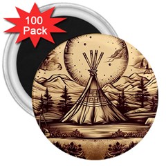 Nation Indian Native Indigenous 3  Magnets (100 Pack) by Ravend