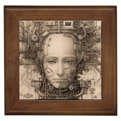 Cyborg Robot Future Drawing Poster Framed Tile by Ravend
