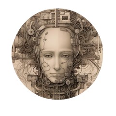 Cyborg Robot Future Drawing Poster Mini Round Pill Box by Ravend