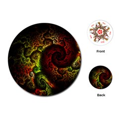 Green And Red Lights Wallpaper Fractal Digital Art Artwork Playing Cards Single Design (round) by uniart180623