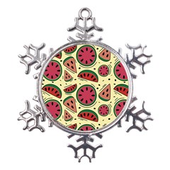 Watermelon Pattern Slices Fruit Metal Large Snowflake Ornament by uniart180623
