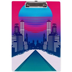 Retro Cityscape Artist Artwork Digital Art A4 Acrylic Clipboard by uniart180623
