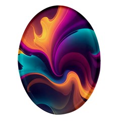 Abstract Colorful Waves Painting Oval Glass Fridge Magnet (4 Pack) by Simbadda