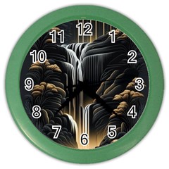 Waterfall Water Nature Springs Color Wall Clock by Simbadda