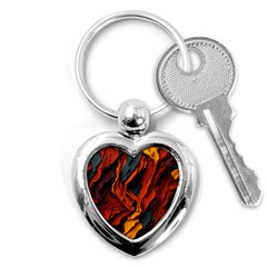 Abstract Colorful Waves Painting Art Key Chain (heart) by Simbadda