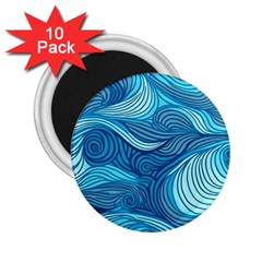 Ocean Waves Sea Abstract Pattern Water Blue 2 25  Magnets (10 Pack)  by Simbadda