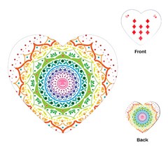 Mandala Pattern Rainbow Pride Playing Cards Single Design (heart) by Simbadda