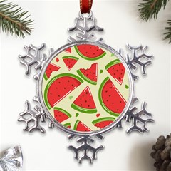 Cute Watermelon Seamless Pattern Metal Large Snowflake Ornament by Simbadda