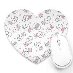 Cute Pattern With Easter Bunny Egg Heart Mousepad by Simbadda