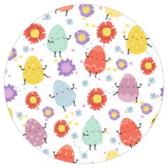 Easter Seamless Pattern With Cute Eggs Flowers Round Trivet by Simbadda