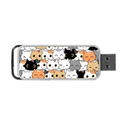 Cute Cat Kitten Cartoon Doodle Seamless Pattern Portable Usb Flash (one Side) by Simbadda