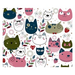 Pattern With Cute Cat Heads Two Sides Premium Plush Fleece Blanket (small) by Simbadda
