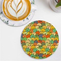 Seamless Pattern With Doodle Bunny Uv Print Round Tile Coaster by Simbadda