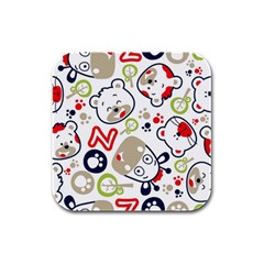 Animals Pattern Rubber Square Coaster (4 Pack) by Simbadda