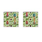 City Seamless Pattern Cufflinks (Square) Front(Pair)